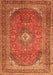 Serging Thickness of Machine Washable Medallion Orange Traditional Area Rugs, wshtr4833org