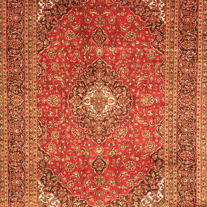 Serging Thickness of Machine Washable Medallion Orange Traditional Area Rugs, wshtr4833org