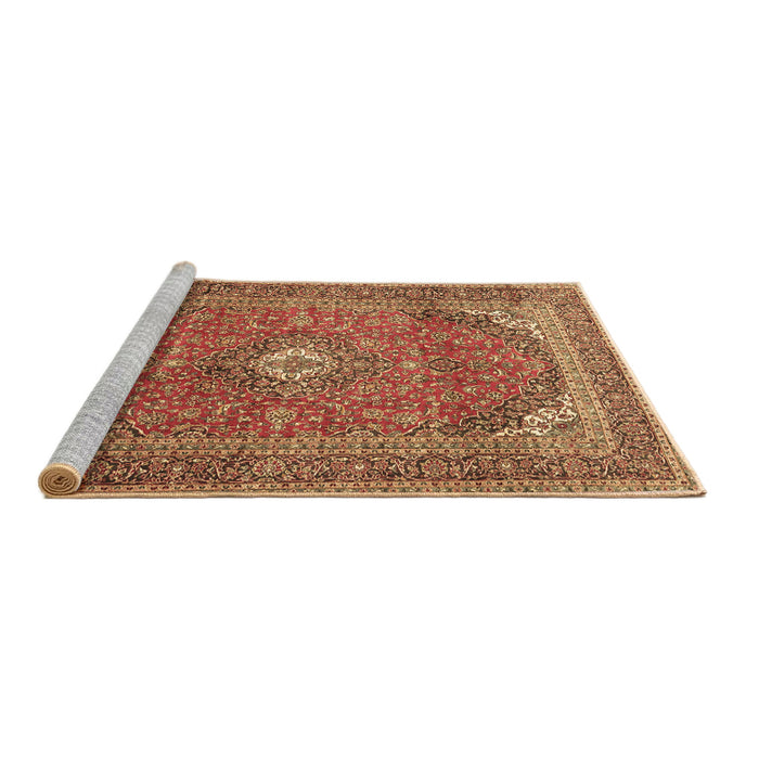 Sideview of Machine Washable Medallion Brown Traditional Rug, wshtr4833brn