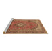 Sideview of Machine Washable Medallion Brown Traditional Rug, wshtr4833brn