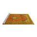 Sideview of Machine Washable Medallion Yellow Traditional Rug, wshtr4833yw