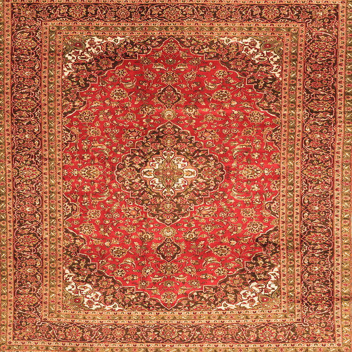 Serging Thickness of Medallion Orange Traditional Rug, tr4833org