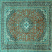 Square Medallion Turquoise Traditional Rug, tr4833turq