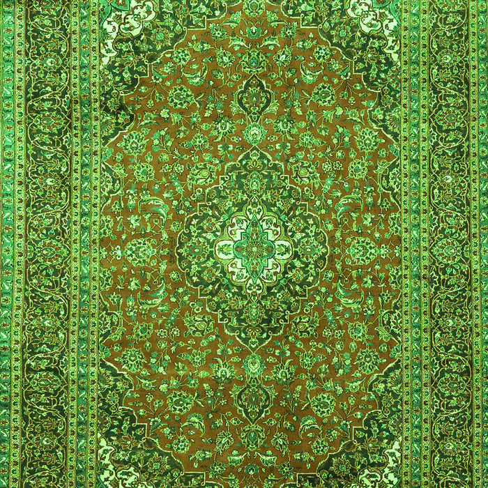 Serging Thickness of Machine Washable Medallion Green Traditional Area Rugs, wshtr4833grn