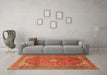 Machine Washable Medallion Orange Traditional Area Rugs in a Living Room, wshtr4833org