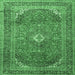 Square Machine Washable Medallion Emerald Green Traditional Area Rugs, wshtr4833emgrn