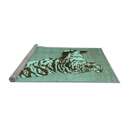 Sideview of Machine Washable Persian Light Blue Traditional Rug, wshtr4834lblu