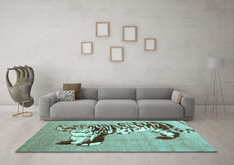Machine Washable Persian Light Blue Traditional Rug in a Living Room, wshtr4834lblu