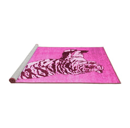 Sideview of Machine Washable Persian Pink Traditional Rug, wshtr4834pnk