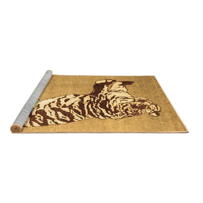 Sideview of Machine Washable Persian Brown Traditional Rug, wshtr4834brn