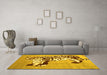 Machine Washable Persian Yellow Traditional Rug in a Living Room, wshtr4834yw