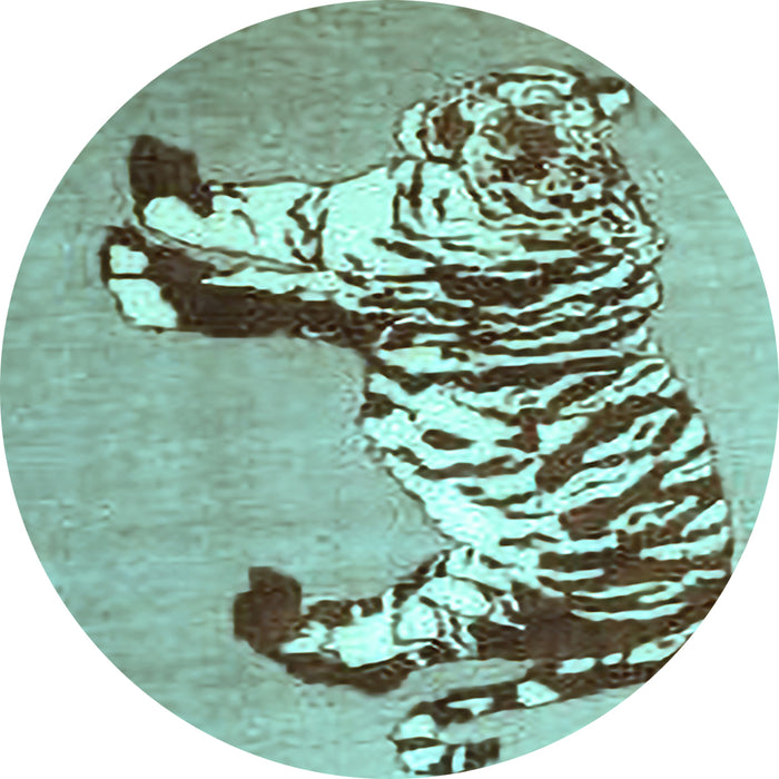 Round Machine Washable Persian Light Blue Traditional Rug, wshtr4834lblu