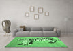 Machine Washable Persian Emerald Green Traditional Area Rugs in a Living Room,, wshtr4834emgrn