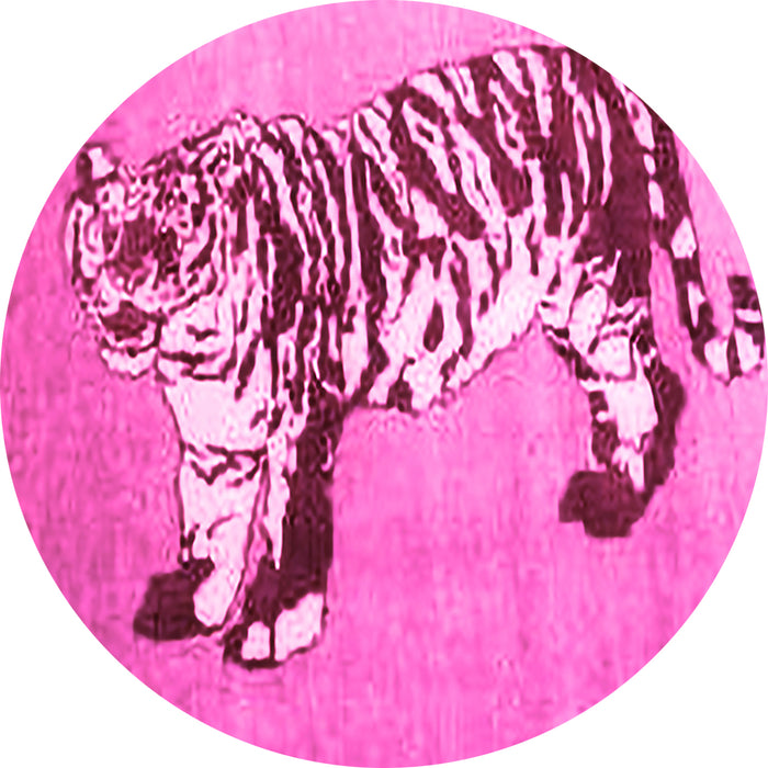 Round Persian Pink Traditional Rug, tr4834pnk