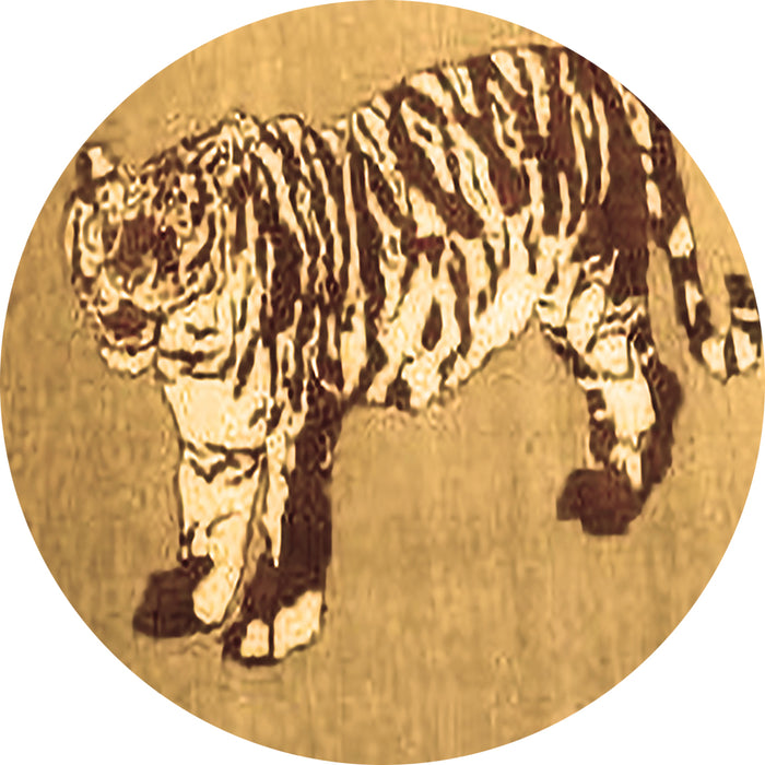 Round Persian Brown Traditional Rug, tr4834brn