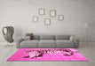 Machine Washable Persian Pink Traditional Rug in a Living Room, wshtr4834pnk