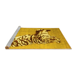 Sideview of Machine Washable Persian Yellow Traditional Rug, wshtr4834yw