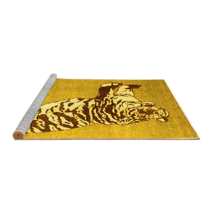 Sideview of Machine Washable Persian Yellow Traditional Rug, wshtr4834yw