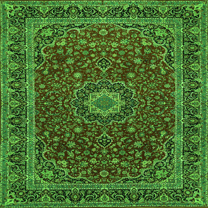 Serging Thickness of Medallion Green Traditional Rug, tr483grn