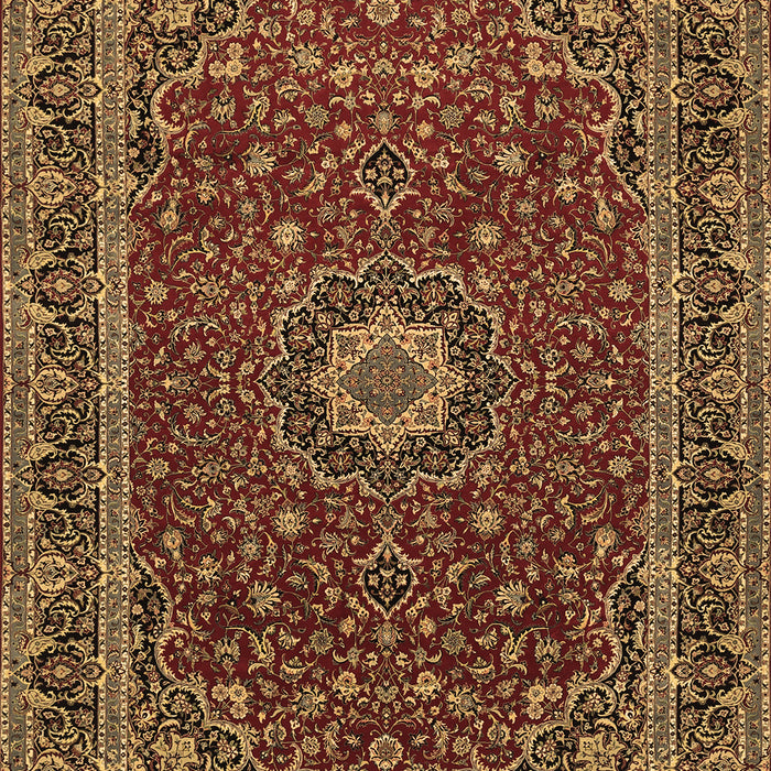 Machine Washable Medallion Brown Traditional Rug, wshtr483brn