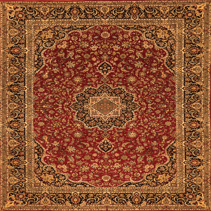 Serging Thickness of Medallion Orange Traditional Rug, tr483org
