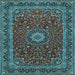 Square Medallion Light Blue Traditional Rug, tr483lblu