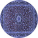 Round Medallion Blue Traditional Rug, tr483blu