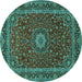 Round Medallion Turquoise Traditional Rug, tr483turq