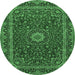 Round Medallion Emerald Green Traditional Rug, tr483emgrn