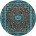 Round Medallion Light Blue Traditional Rug, tr483lblu