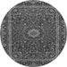 Machine Washable Medallion Gray Traditional Rug, wshtr483gry