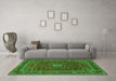 Machine Washable Medallion Green Traditional Area Rugs in a Living Room,, wshtr483grn