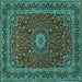 Square Medallion Turquoise Traditional Rug, tr483turq