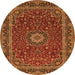 Square Medallion Orange Traditional Rug, tr483org