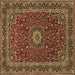 Square Medallion Brown Traditional Rug, tr483brn