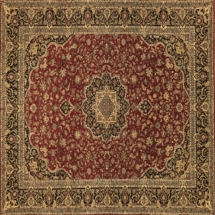 Square Machine Washable Medallion Brown Traditional Rug, wshtr483brn