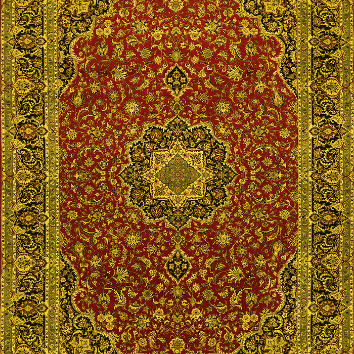 Machine Washable Medallion Yellow Traditional Rug, wshtr483yw