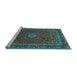 Sideview of Machine Washable Medallion Light Blue Traditional Rug, wshtr483lblu