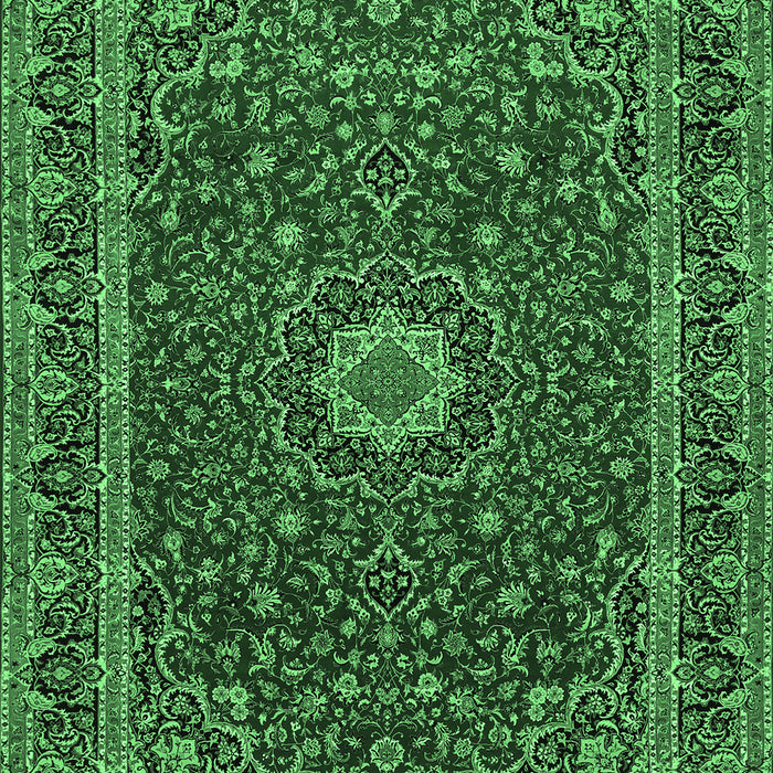 Machine Washable Medallion Emerald Green Traditional Area Rugs, wshtr483emgrn