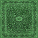 Square Medallion Emerald Green Traditional Rug, tr483emgrn