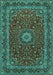 Machine Washable Medallion Turquoise Traditional Area Rugs, wshtr483turq