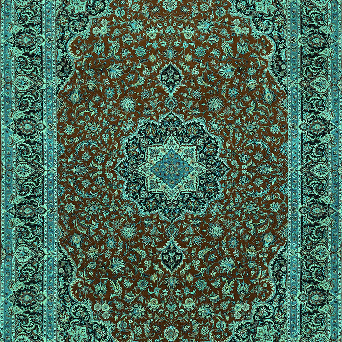 Machine Washable Medallion Turquoise Traditional Area Rugs, wshtr483turq