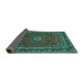 Sideview of Medallion Turquoise Traditional Rug, tr483turq