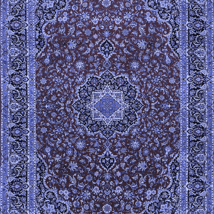 Machine Washable Medallion Blue Traditional Rug, wshtr483blu