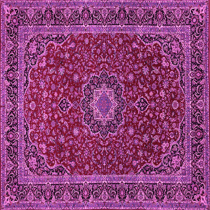 Square Machine Washable Medallion Pink Traditional Rug, wshtr483pnk