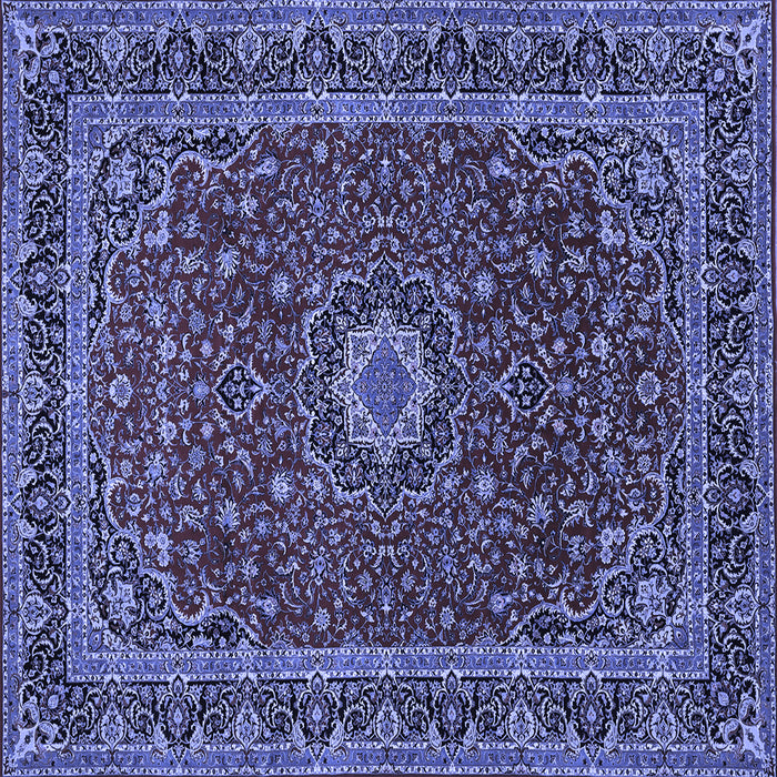 Square Machine Washable Medallion Blue Traditional Rug, wshtr483blu