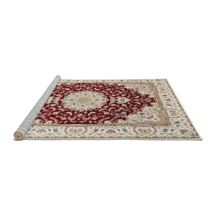 Sideview of Machine Washable Traditional Desert Sand Beige Rug, wshtr484