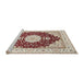 Sideview of Machine Washable Traditional Desert Sand Beige Rug, wshtr484