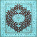 Square Medallion Light Blue Traditional Rug, tr484lblu