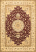 Machine Washable Medallion Brown Traditional Rug, wshtr484brn